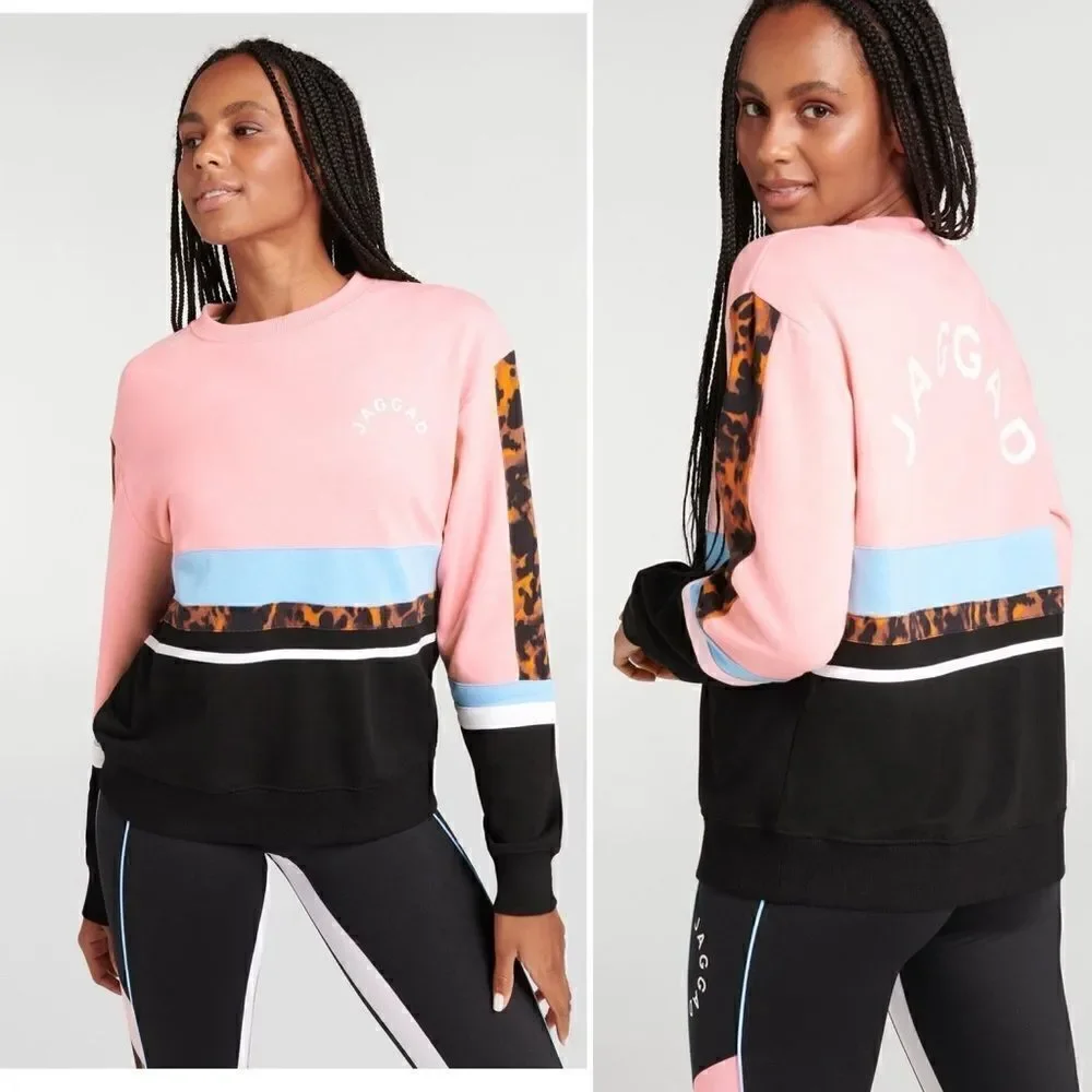 JAGGAD Montalvo Pink, Black and Blue Paneled Sweater-M